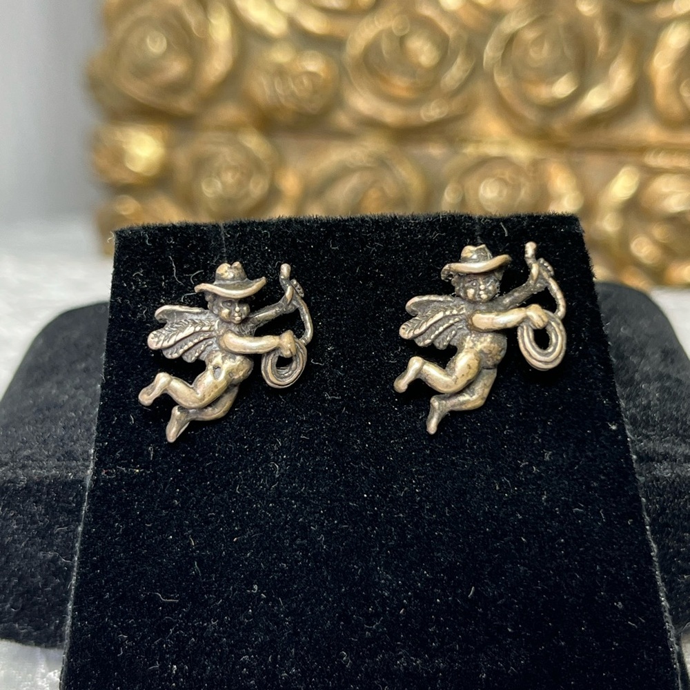 Vintage Angel Cowboy Stud Earrings